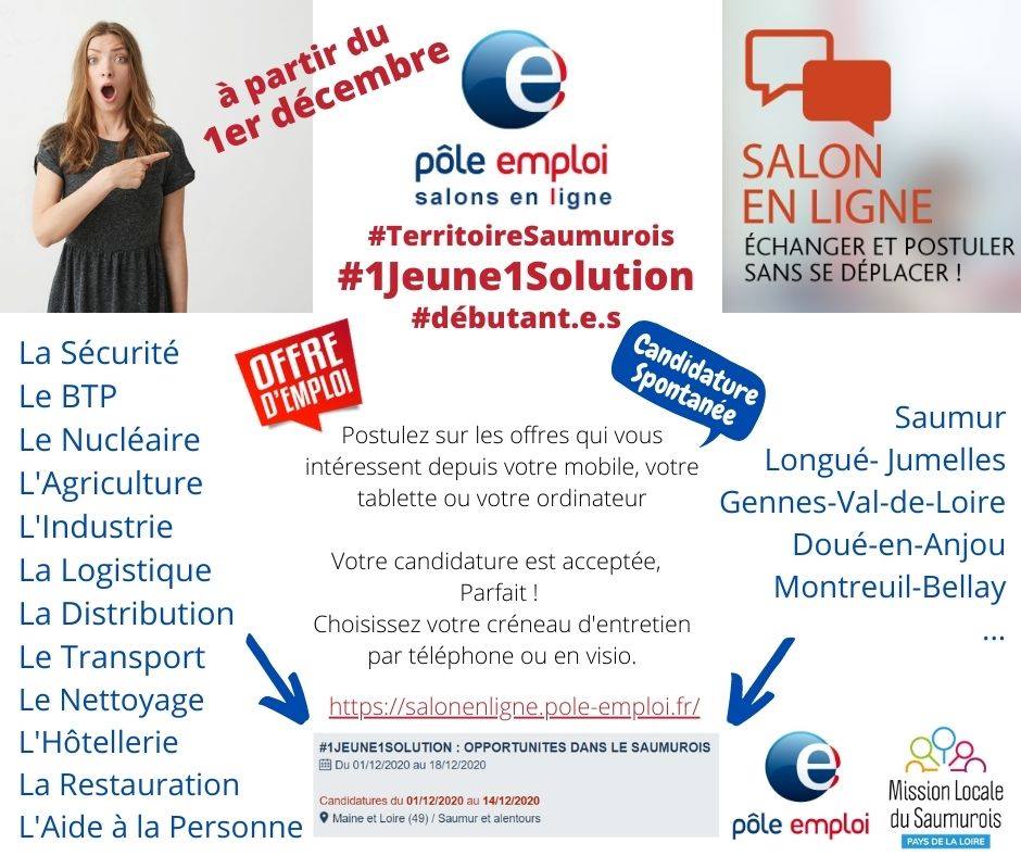 #1jeune1solution 1er Salon de Recrutement en Ligne du Saumurois