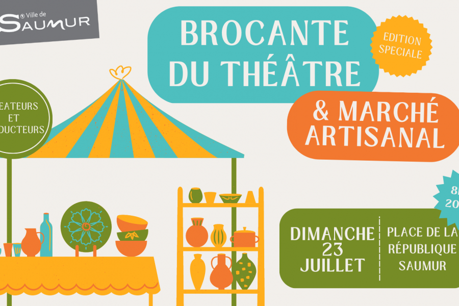 BROCANTE DU THEATRE : Édition spéciale marché artisanal le dimanche 23 juillet 2023